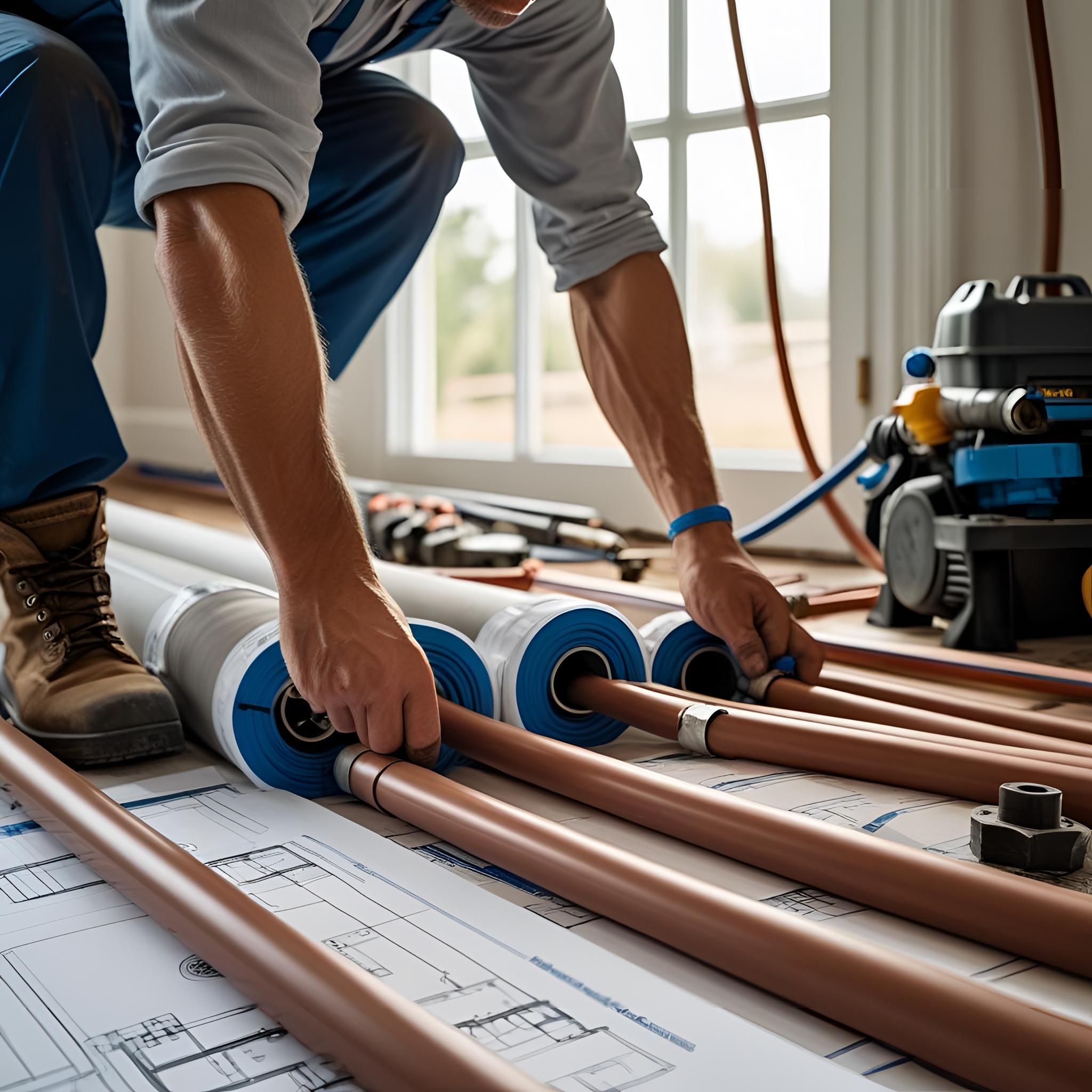 Underfloor heating system installation in progress